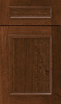 Haskins 5-Piece Quartersawn Oak recessed panel cabinet door in Sepia