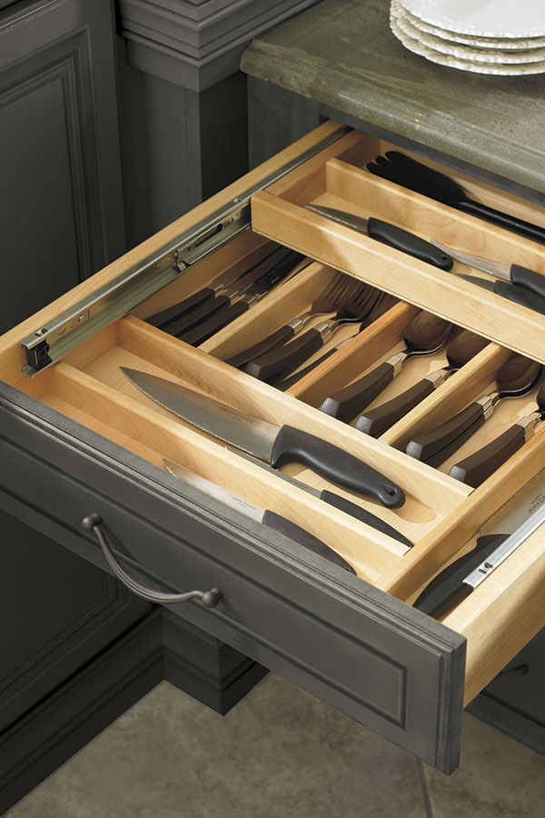 Solid Wood Tiered Cutlery Divider - Kemper Cabinetry