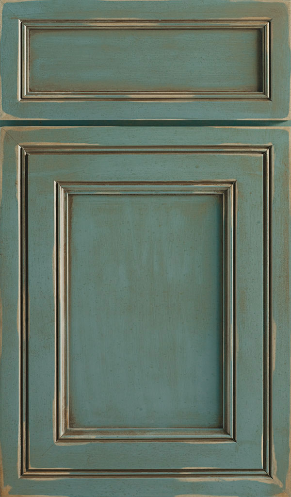 Braydon Manor 5-Piece Maple Flat Panel Cabinet Door in Turquoise Rust