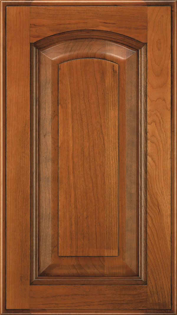 Kingston Cherry arched Raised Panel Cabinet Door in Bourbon Noir