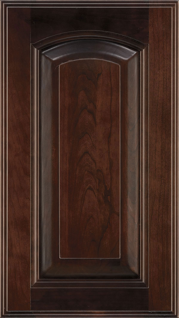 Kingston Cherry arched Raised Panel Cabinet Door in Teaberry