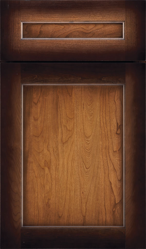 Prescott 5 Piece Cherry Flat Panel Cabinet Door in Amber Luminaire