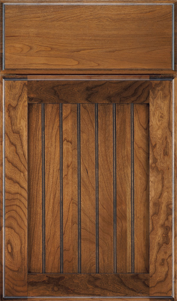 Simsbury Cherry Beadboard Cabinet Door in Wheatfield Espresso