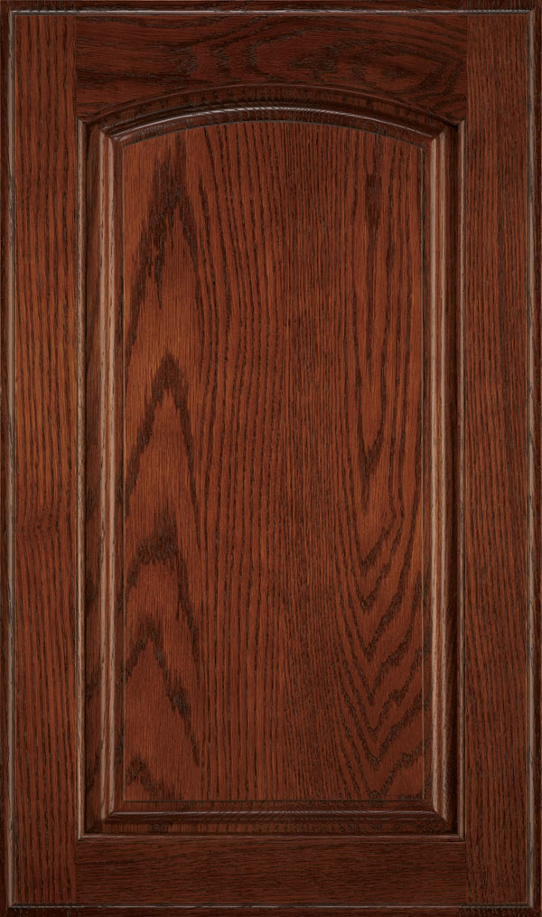 Verona Oak Arched Raised Panel Cabinet Door in Arlington Espresso