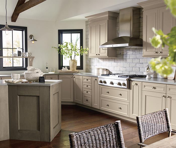 taupe kitchen cabinets - decora cabinetry
