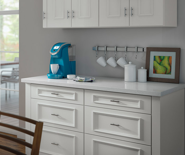 White Cabinets with K-Cup Storage