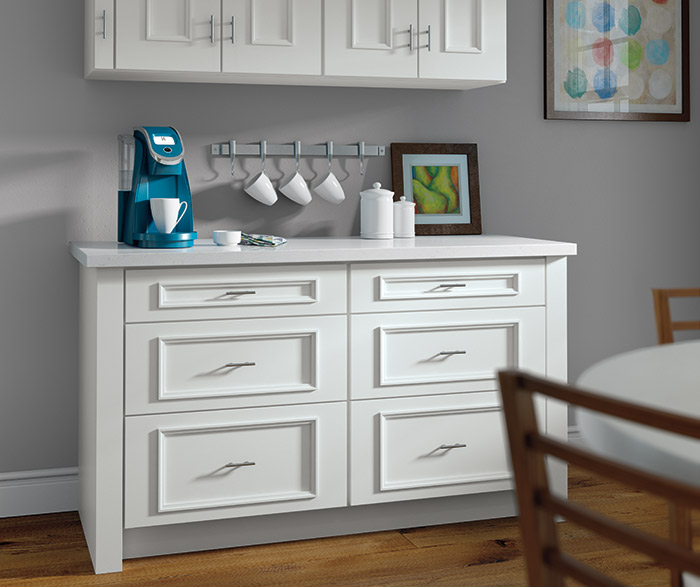 White Cabinets with K-Cup Storage