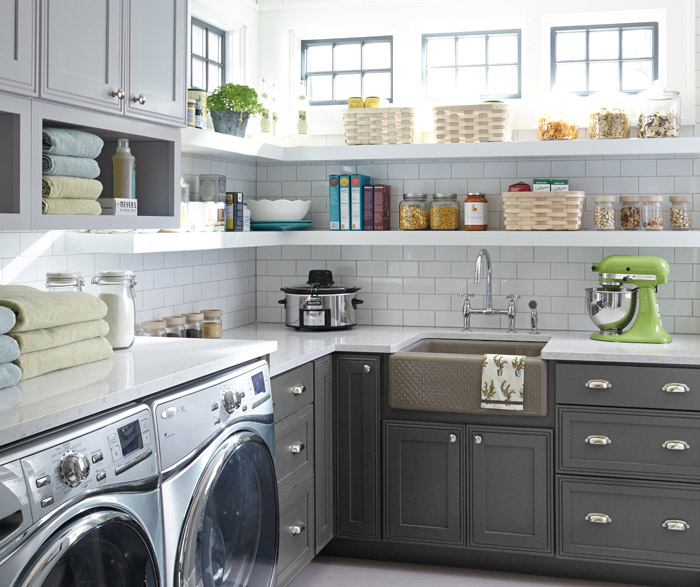 Grey Laundry Room Cabinets