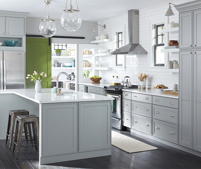 Useful Gray Kitchen & Interesting Aqua Island - 2 Cabinet Girls