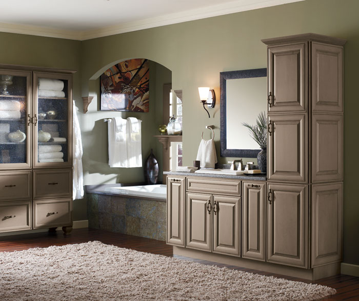 Casual bathroom storage cabinets by Decora Cabinetry