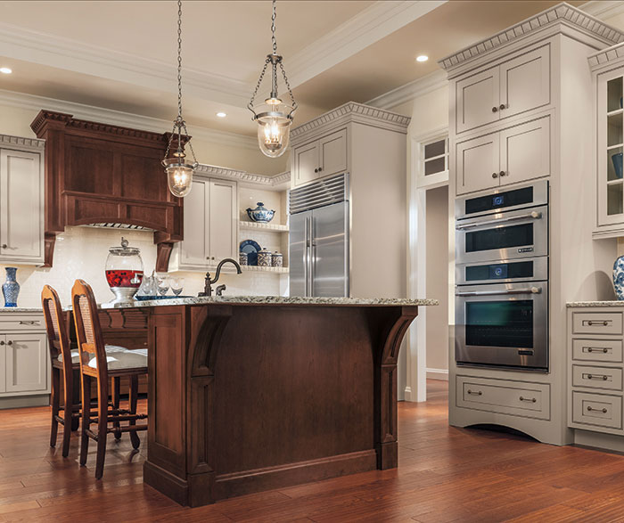 Painted Maple Cabinets And Cherry Kitchen Island Decora