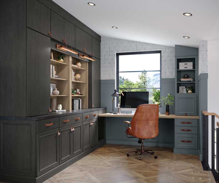 Home Office Cabinets in Gray Tones