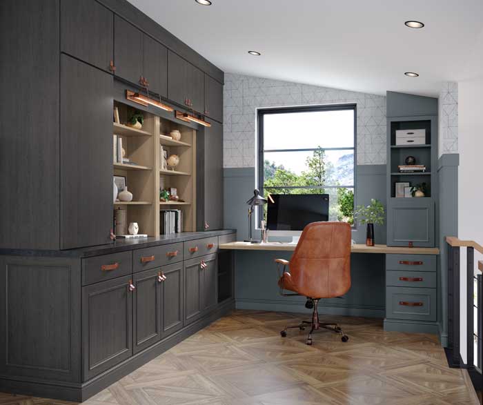 Home Office Cabinets in Gray Tones