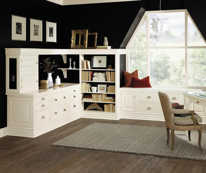 Inset cabinets in a home office by Decora Cabinetry