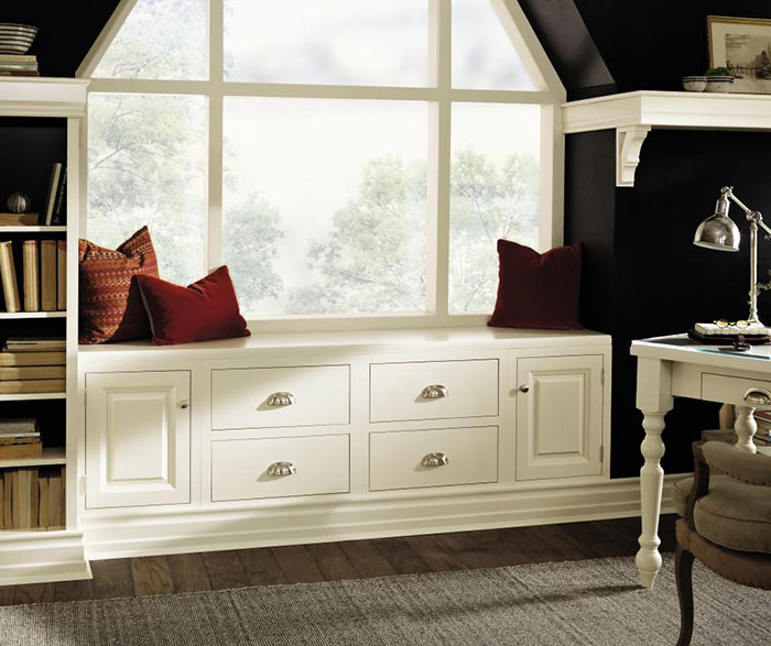 Inset cabinets in a home office by Decora Cabinetry