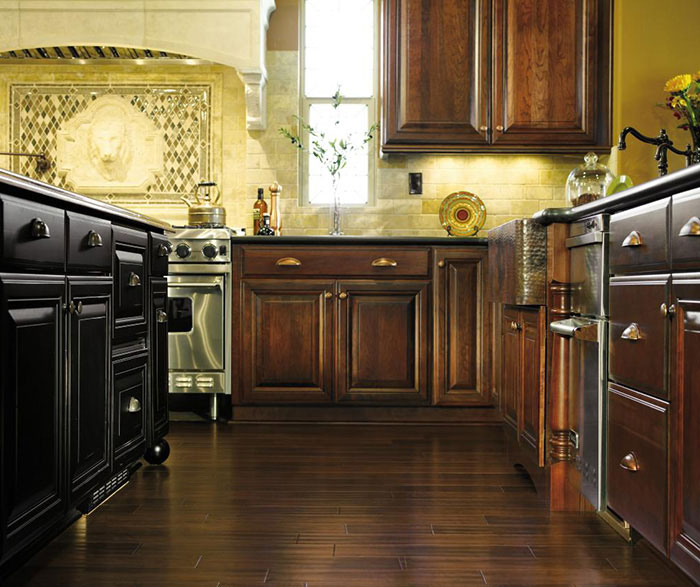 Dark Cherry Cabinets in a Traditional Kitchen