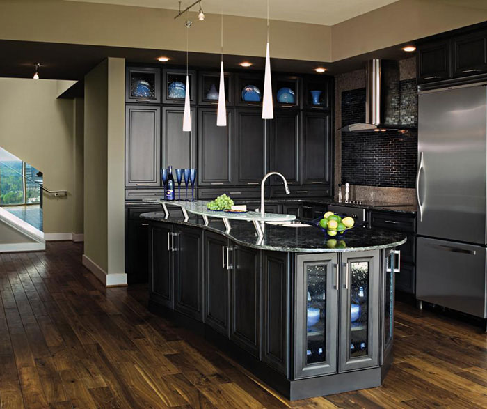 Dark grey kitchen cabinets by Decora Cabinetry
