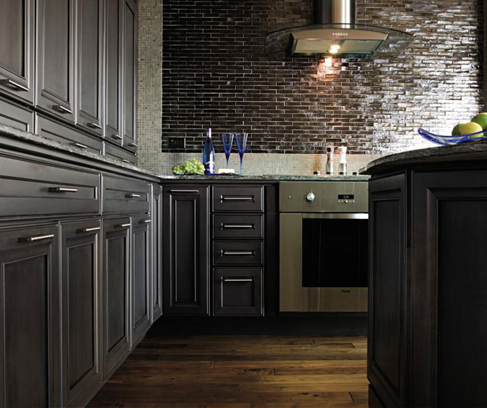 Dark grey kitchen cabinets by Decora Cabinetry