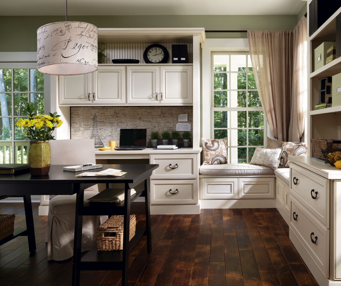 Office cabinets in painted Maple by Decora Cabinetry