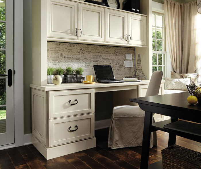 Office cabinets in painted Maple by Decora Cabinetry