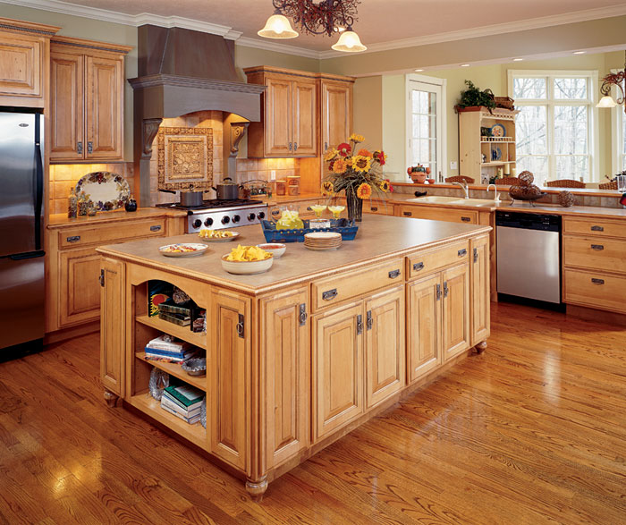 Painted Maple Cabinets and Cherry Kitchen Island - Decora