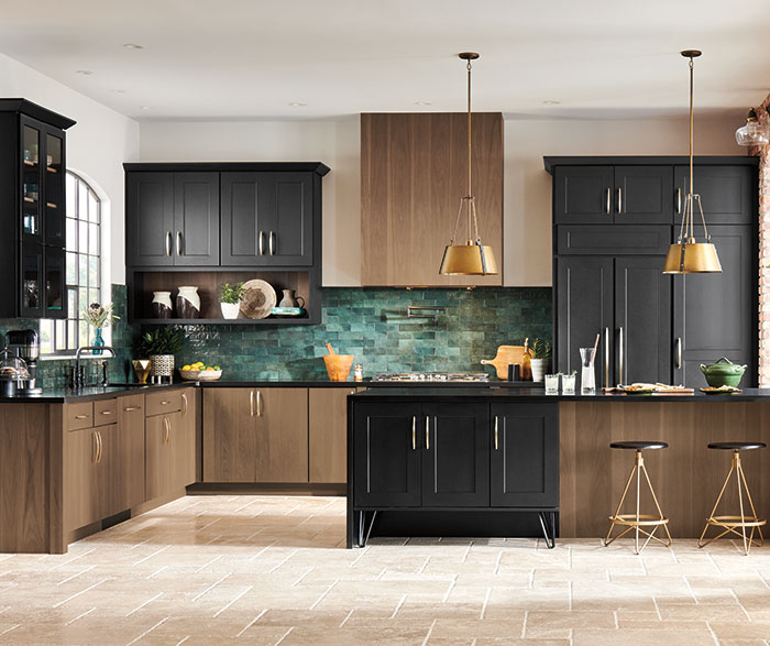 Transitional Walnut and Maple Kitchen Cabinets - Decora Cabinetry