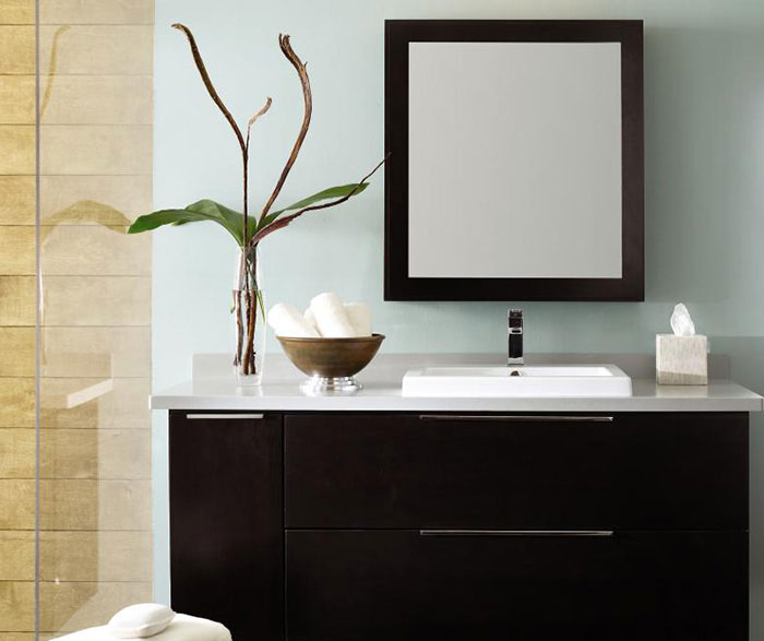 Wall Mounted Bathroom Vanity In Dark Cherry Decora