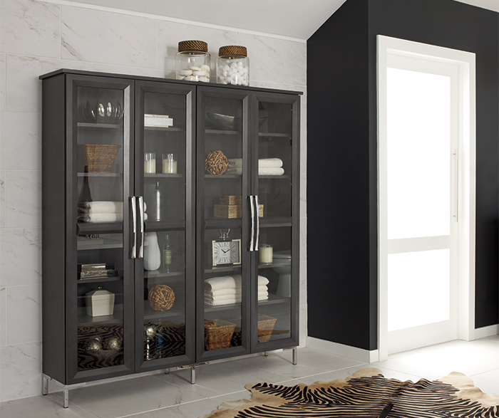 bathroom storage cabinet with glass doors - decora