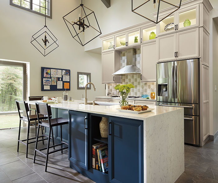 Contemporary Blue and Gray Kitchen Cabinets