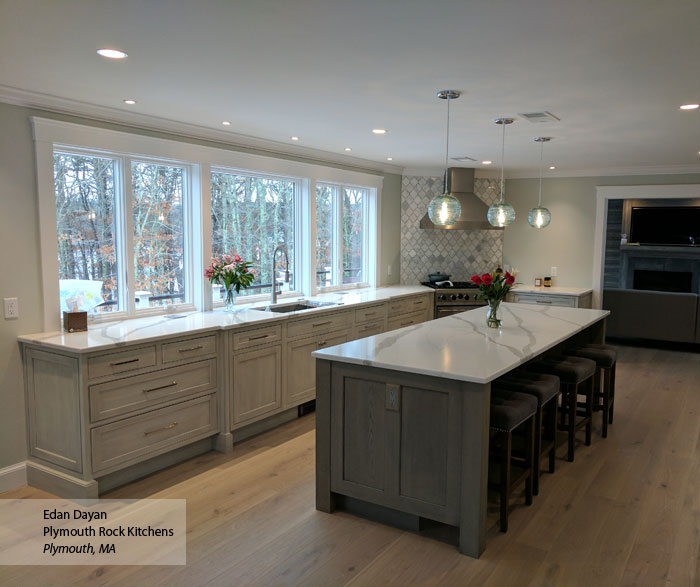 Gray kitchen with inset cabinets