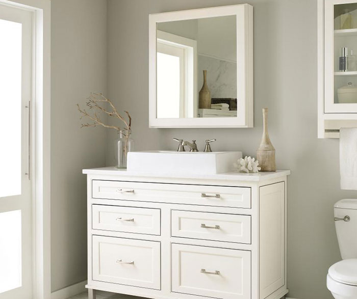 White inset bathroom cabinets by Decora Cabinetry
