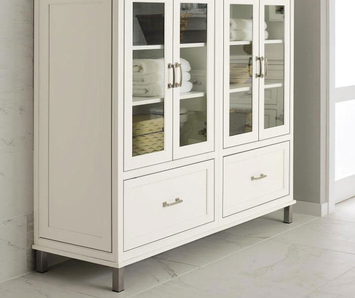 White inset bathroom cabinets by Decora Cabinetry