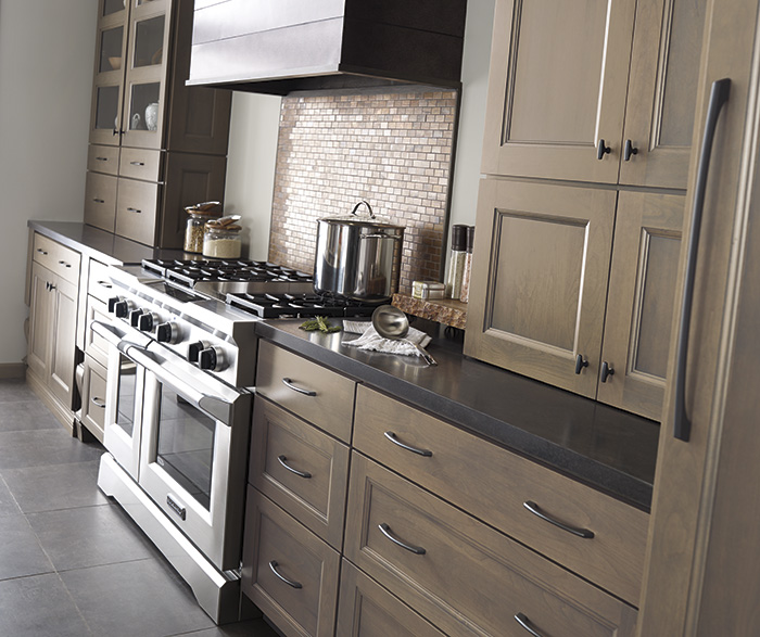 Gray kitchen cabinets by Decora Cabinetry