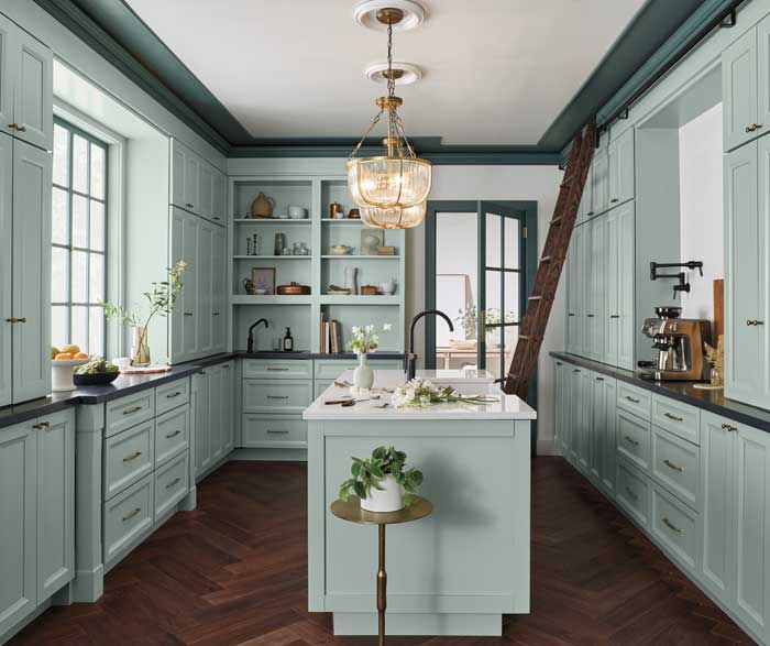 Butler's Pantry with Blue Cabinetry