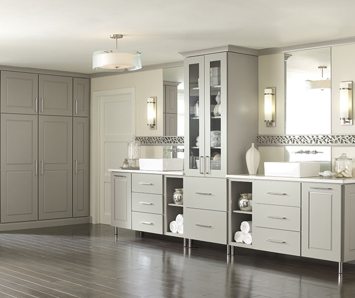 Gray Cabinets In A Casual Bathroom Decora