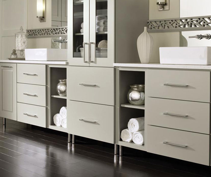 Gray Cabinets In A Casual Bathroom Decora