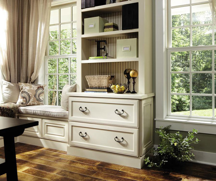 Office cabinets in painted Maple by Decora Cabinetry