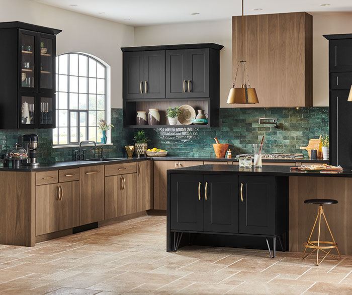 Transitional Walnut and Maple Kitchen Cabinets