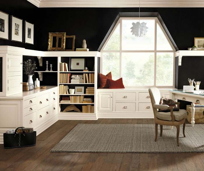 Inset cabinets in a home office by Decora Cabinetry