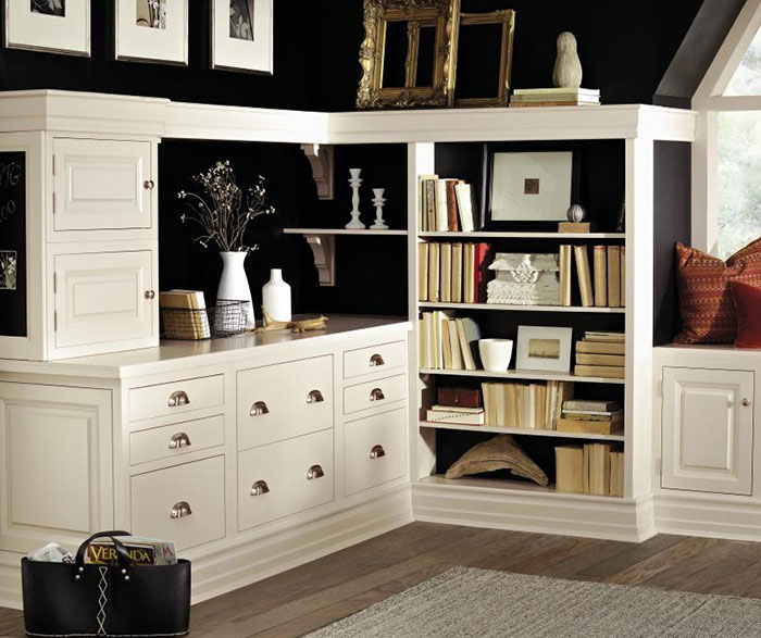 Inset cabinets in a home office by Decora Cabinetry