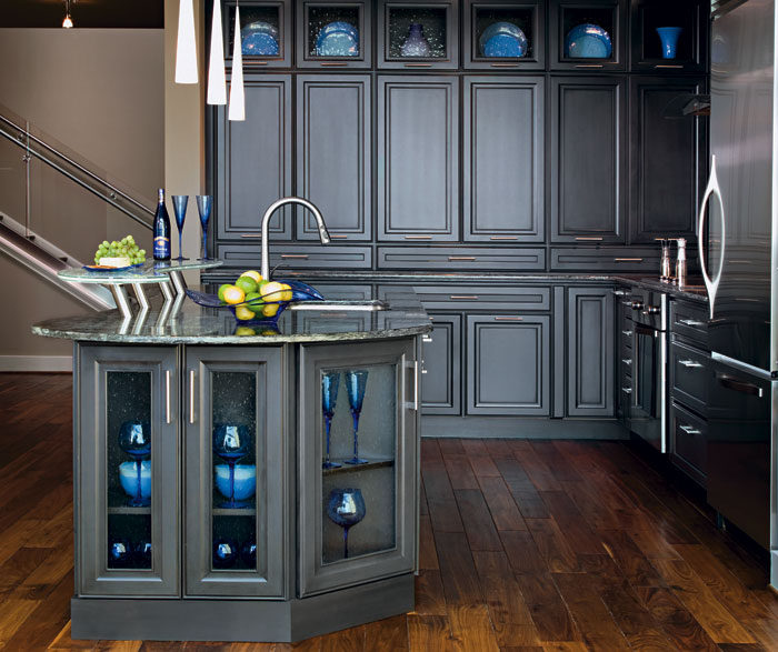 Dark grey kitchen cabinets by Decora Cabinetry
