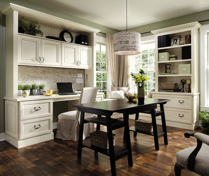 Office cabinets in painted Maple by Decora Cabinetry