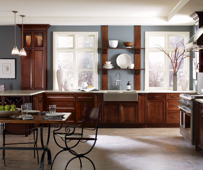 Dark Cherry kitchen cabinets by Decora Cabinetry